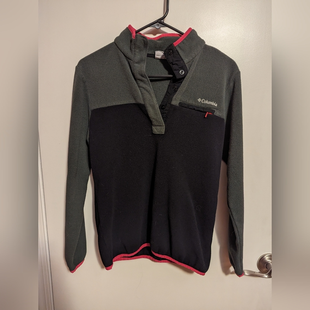 Columbia S Fleece Gray/Black/Pink Pullover